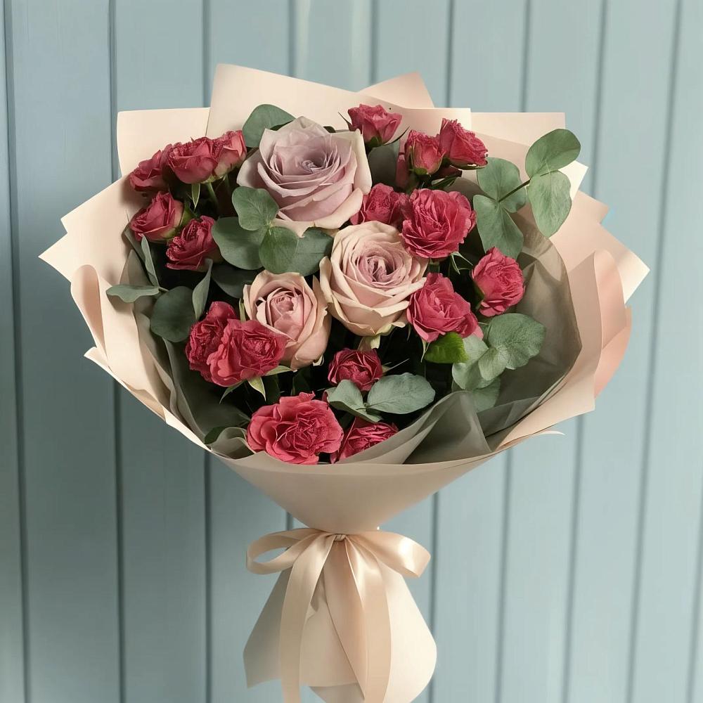 Букет цветов из: Гвоздики и Розы в Брюховецкой
