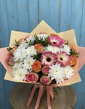 Букет цветов из:  Розы, Герберы и Хризантемы #REPLACE_PRED# Брюховецкой