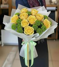 Букет цветов из:  Хризантемы и Розы #REPLACE_PRED# Брюховецкой