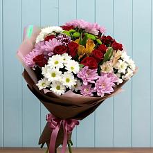 Букет цветов из:  Розы, Хризантемы и Альстромерии в Брюховецкой