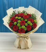 Букет цветов из:  Розы и Хризантемы в Брюховецкой