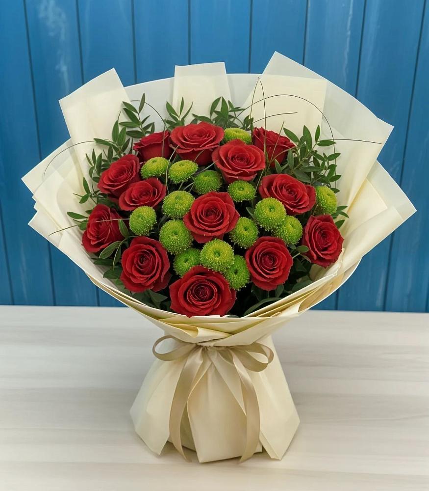 Букет цветов из: Розы и Хризантемы в Брюховецкой