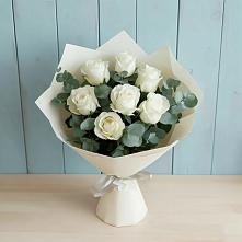 Букет Белые розы в Эвкалипте #REPLACE_PRED# Брюховецкой