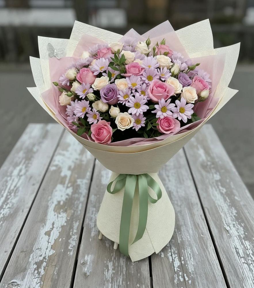 Букет цветов из: Розы и Хризантемы в Брюховецкой